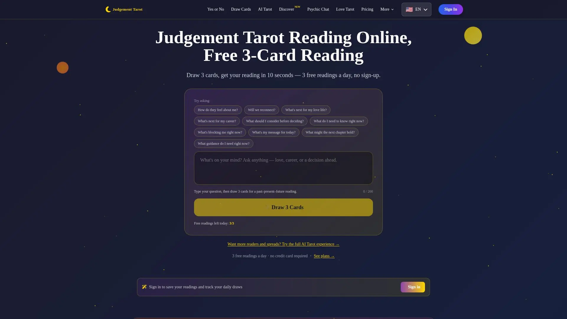 Judgement Tarot screenshot