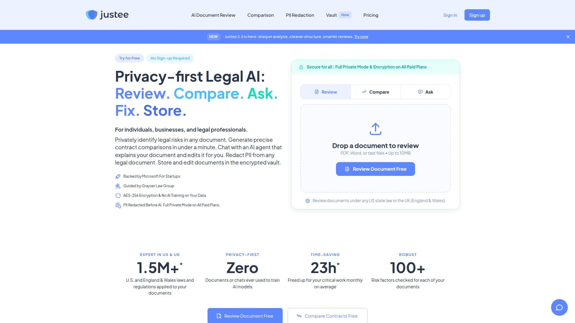 Justee AI Legal Tools screenshot
