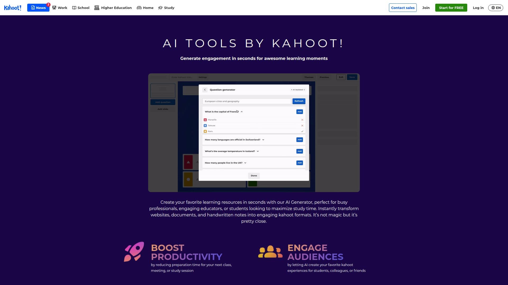 Kahoot! KI-Tools screenshot