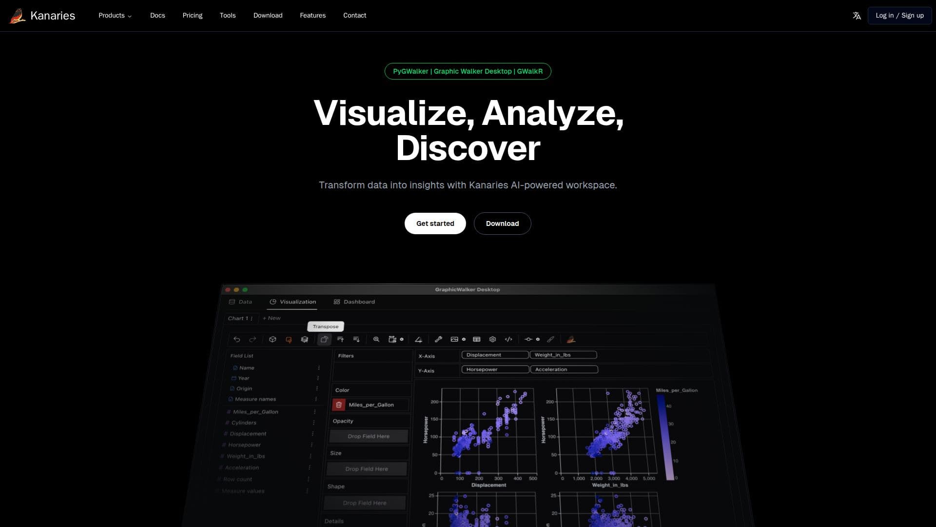 Kanaries: KI-gestützte Datenanalyse screenshot