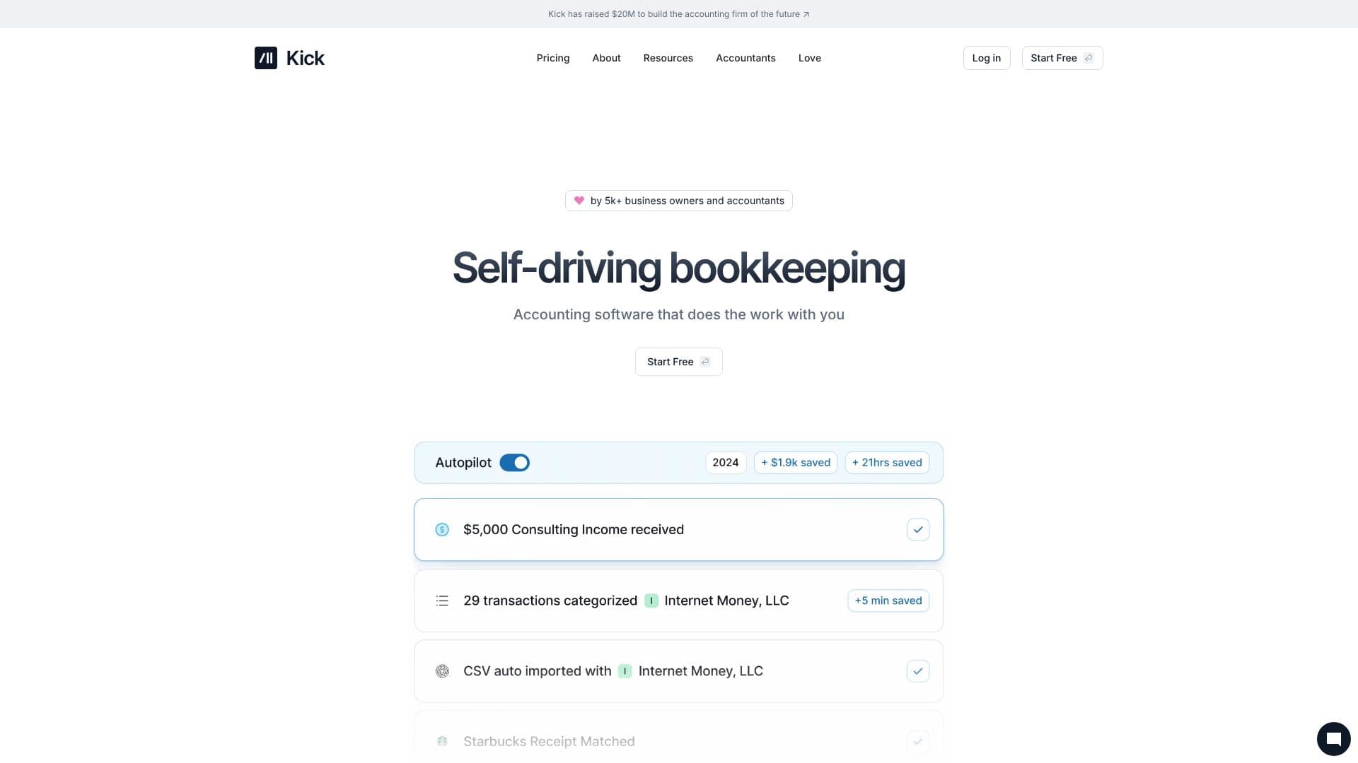 Kick | Self-Driving Bookkeeping のスクリーンショット