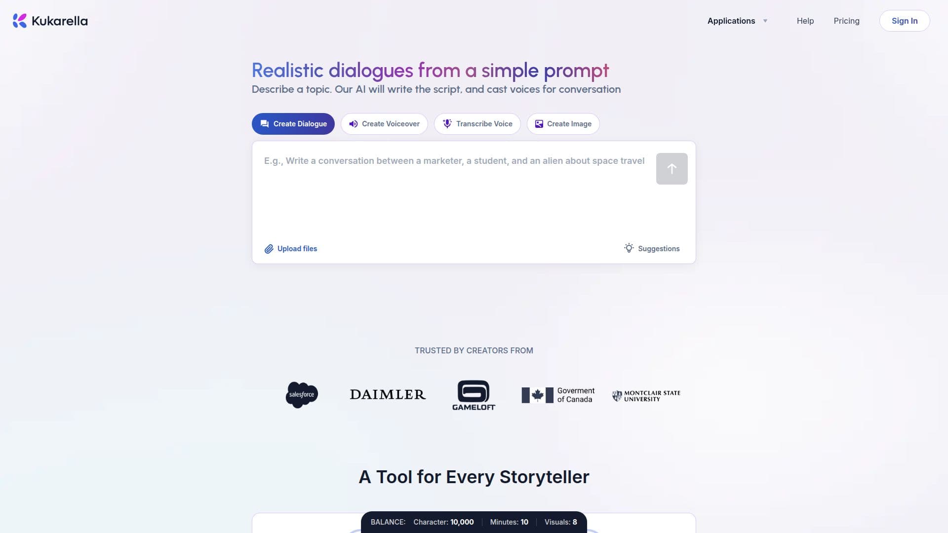Kukarella AI Platform screenshot