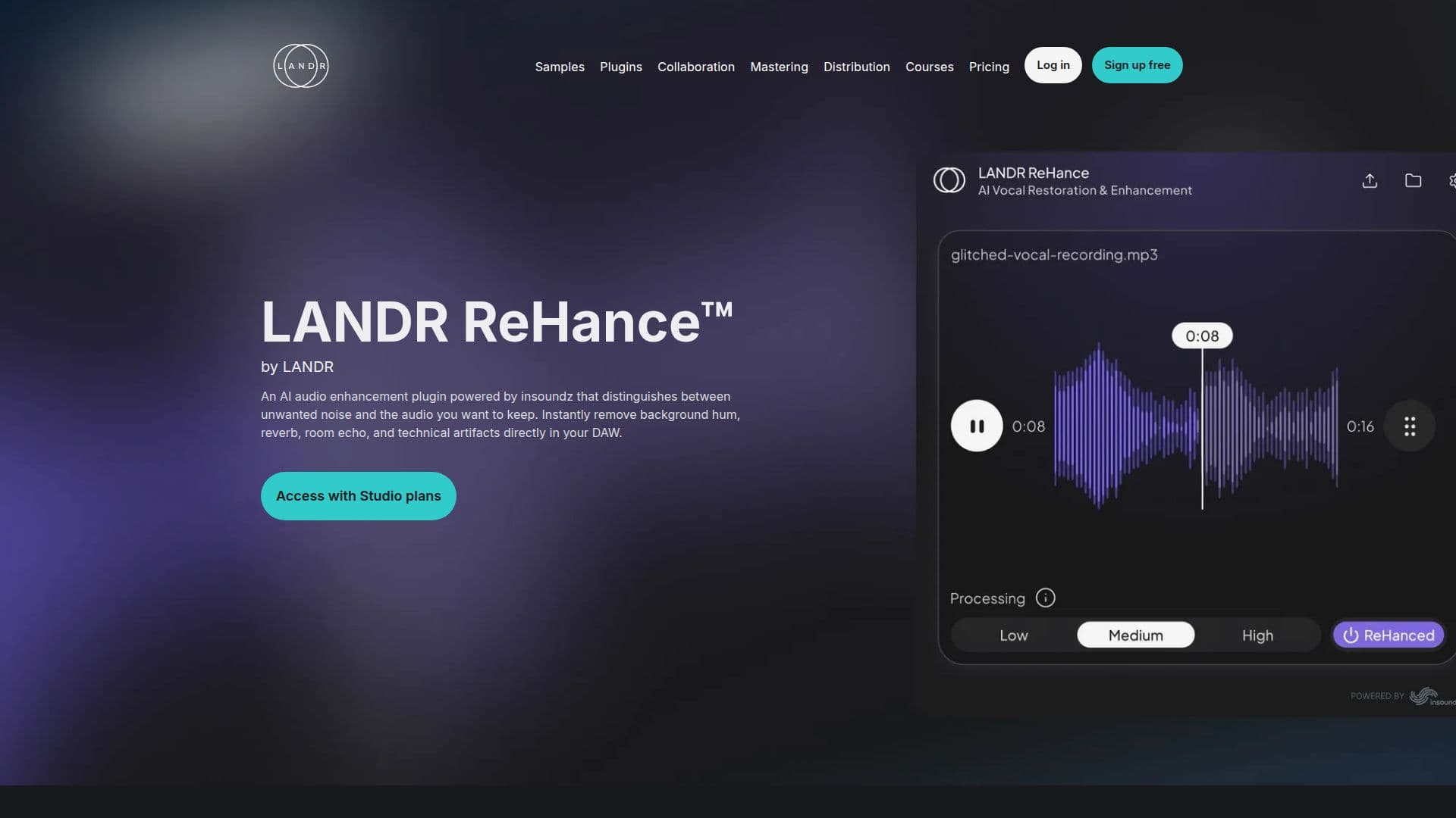 LANDR ReHance - AI Noise Reduction Plugin screenshot