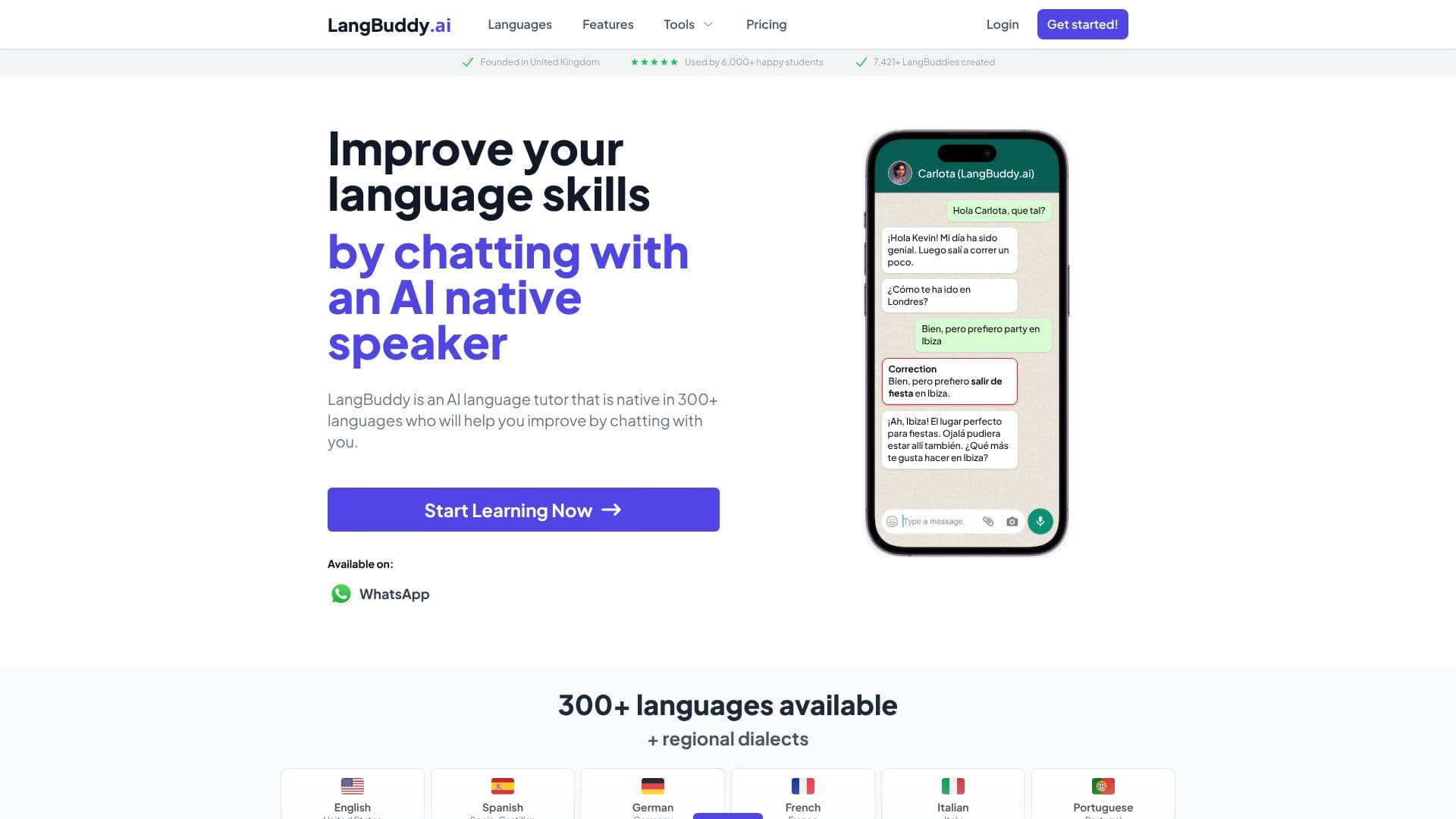 Screenshot von LangBuddy.ai