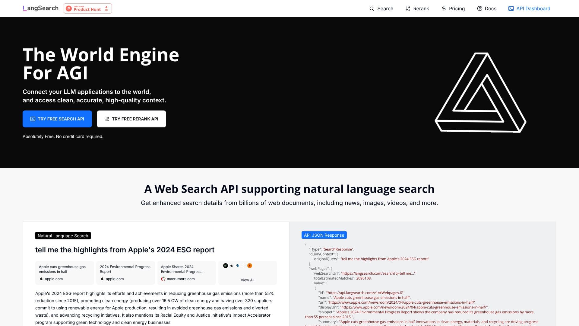 LangSearch API screenshot