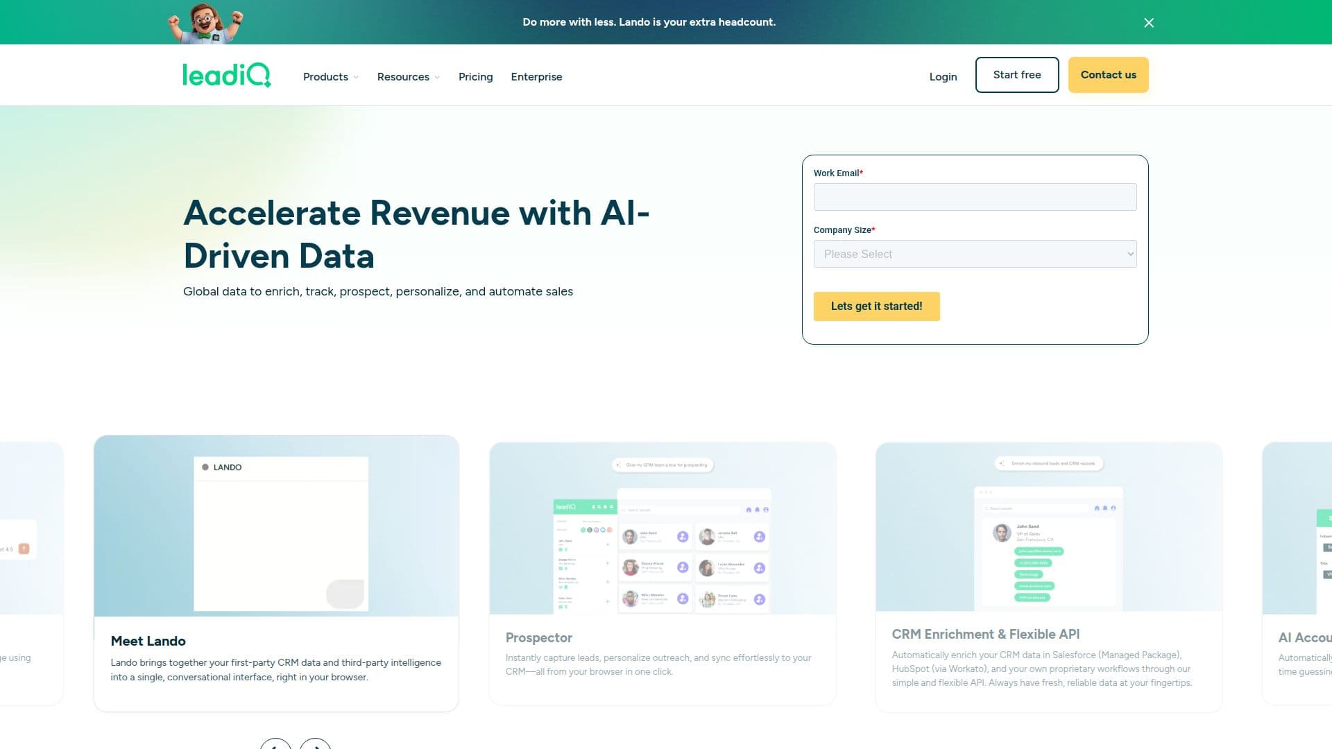 LeadIQ Prospecting-Plattform screenshot