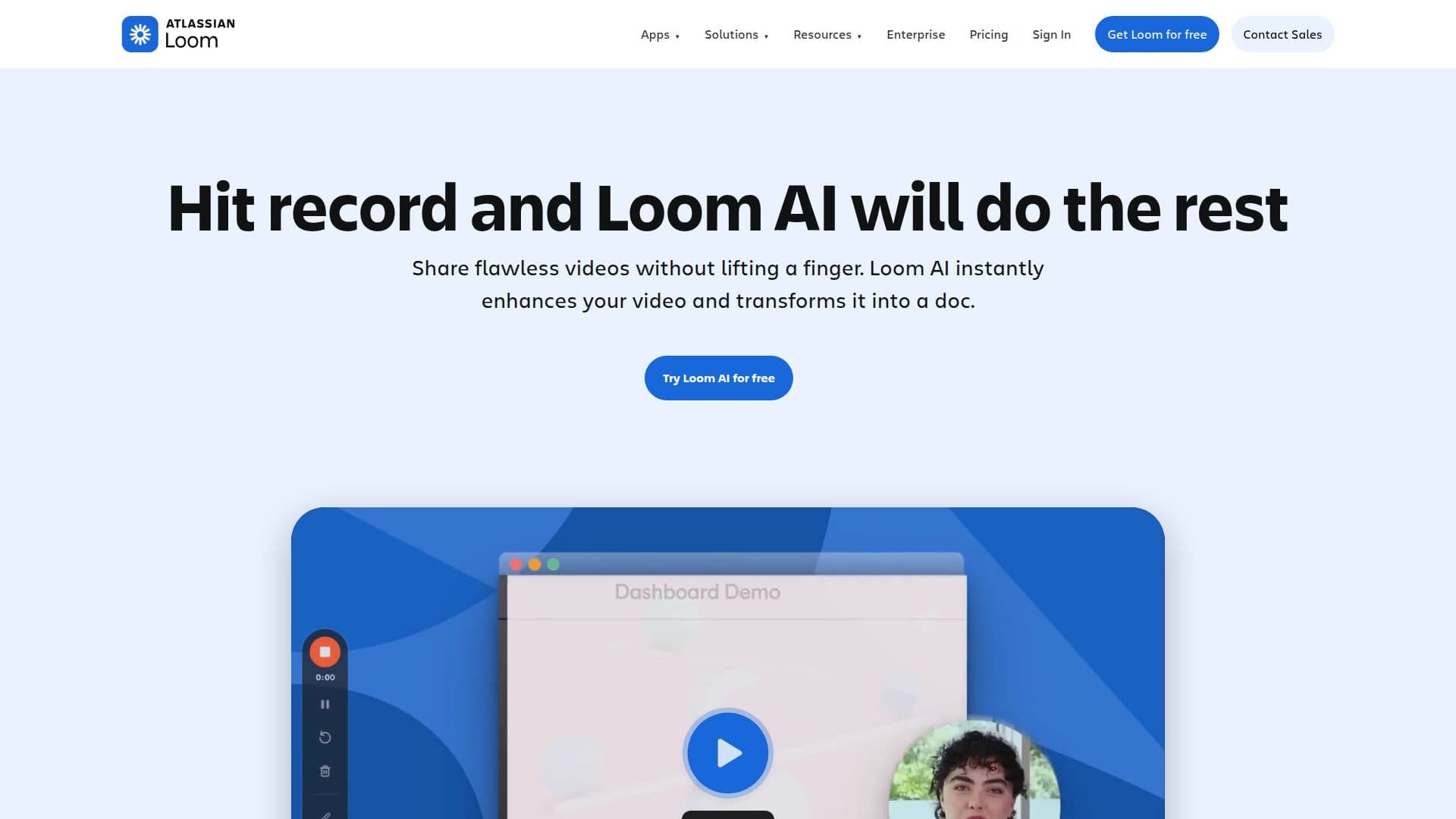 لقطة شاشة لـ أداة رسائل الفيديو Loom