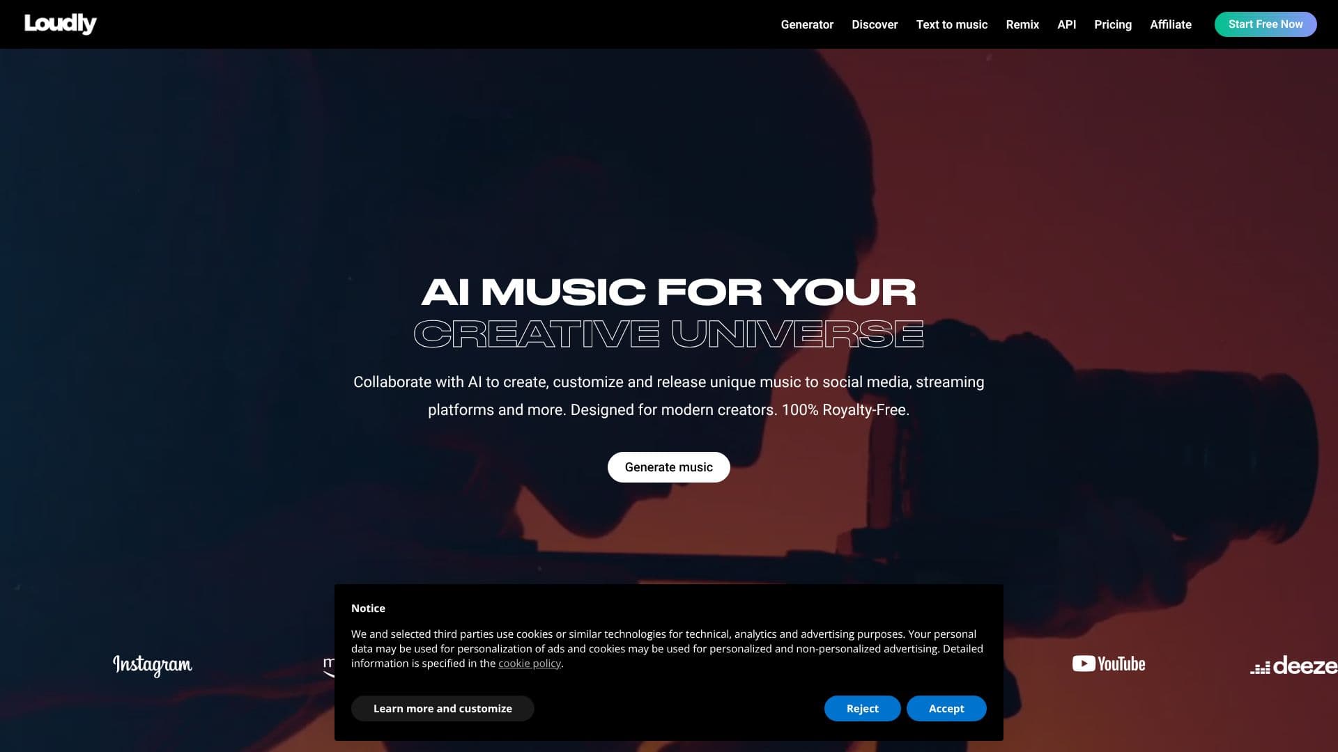Loudly AI Music Platform 스크린샷