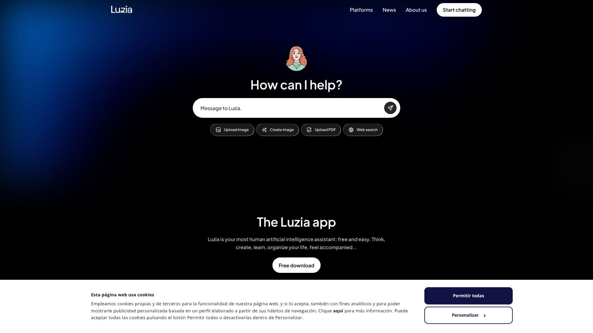 لقطة شاشة لـ مساعد الذكاء الاصطناعي Luzia
