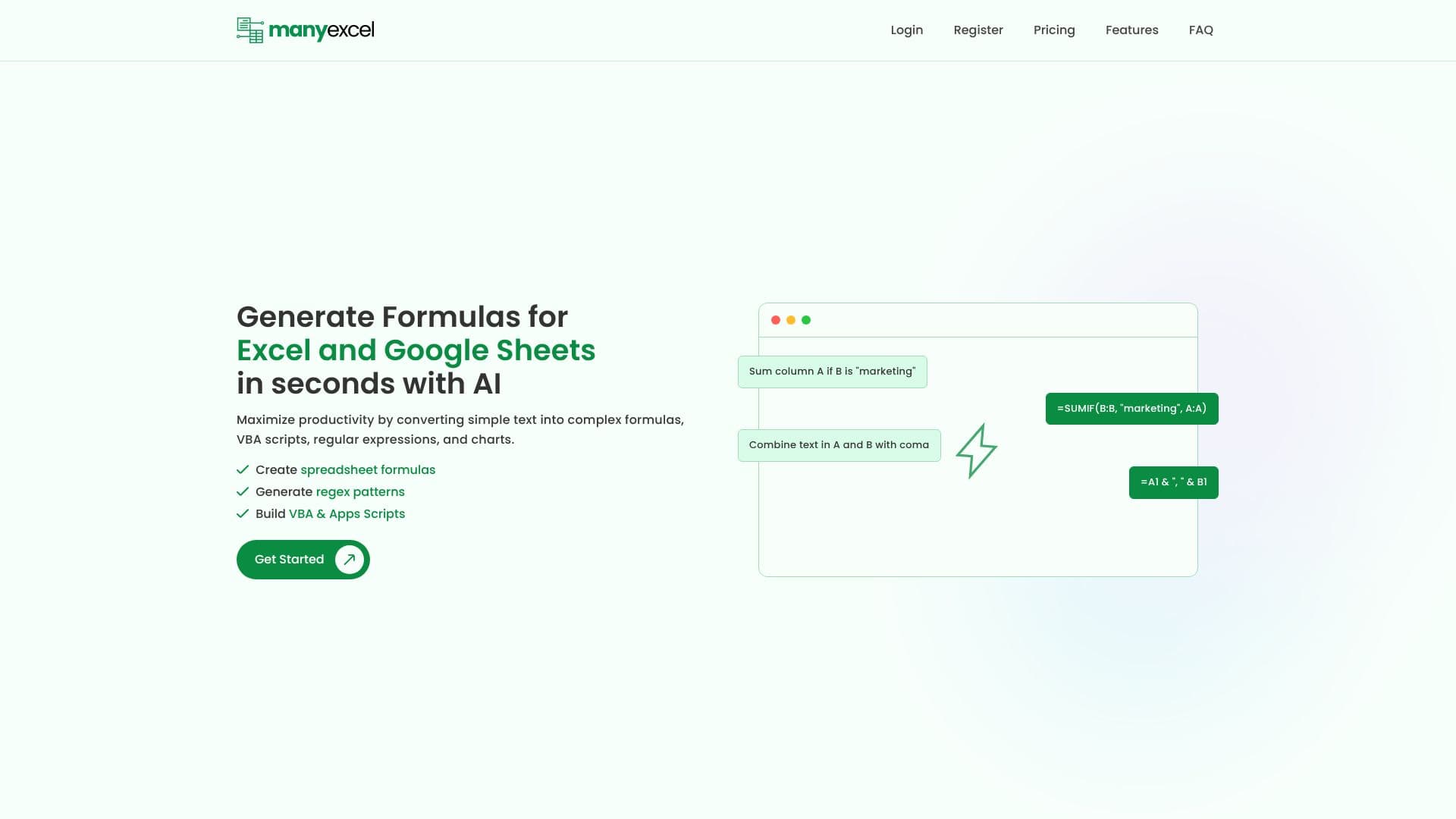 Capture d’écran de Générateur de Formules IA ManyExcel