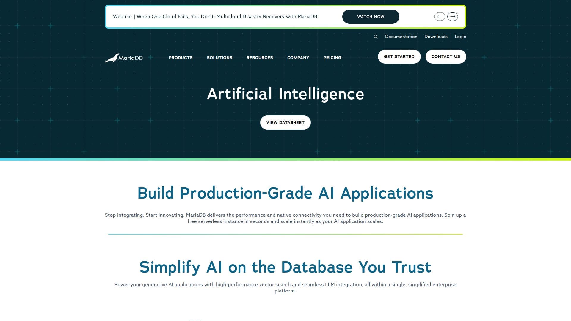 MariaDB AI Plattform screenshot