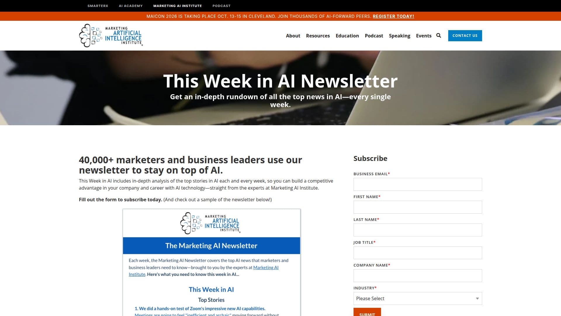 Capture d’écran de Institut Marketing AI — Cette Semaine en IA