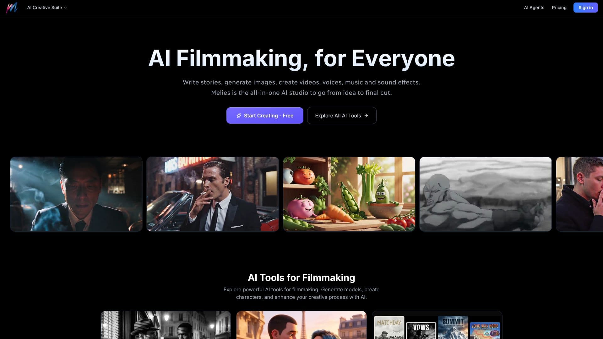 Screenshot von Melies - KI-Filmemacher-Tools