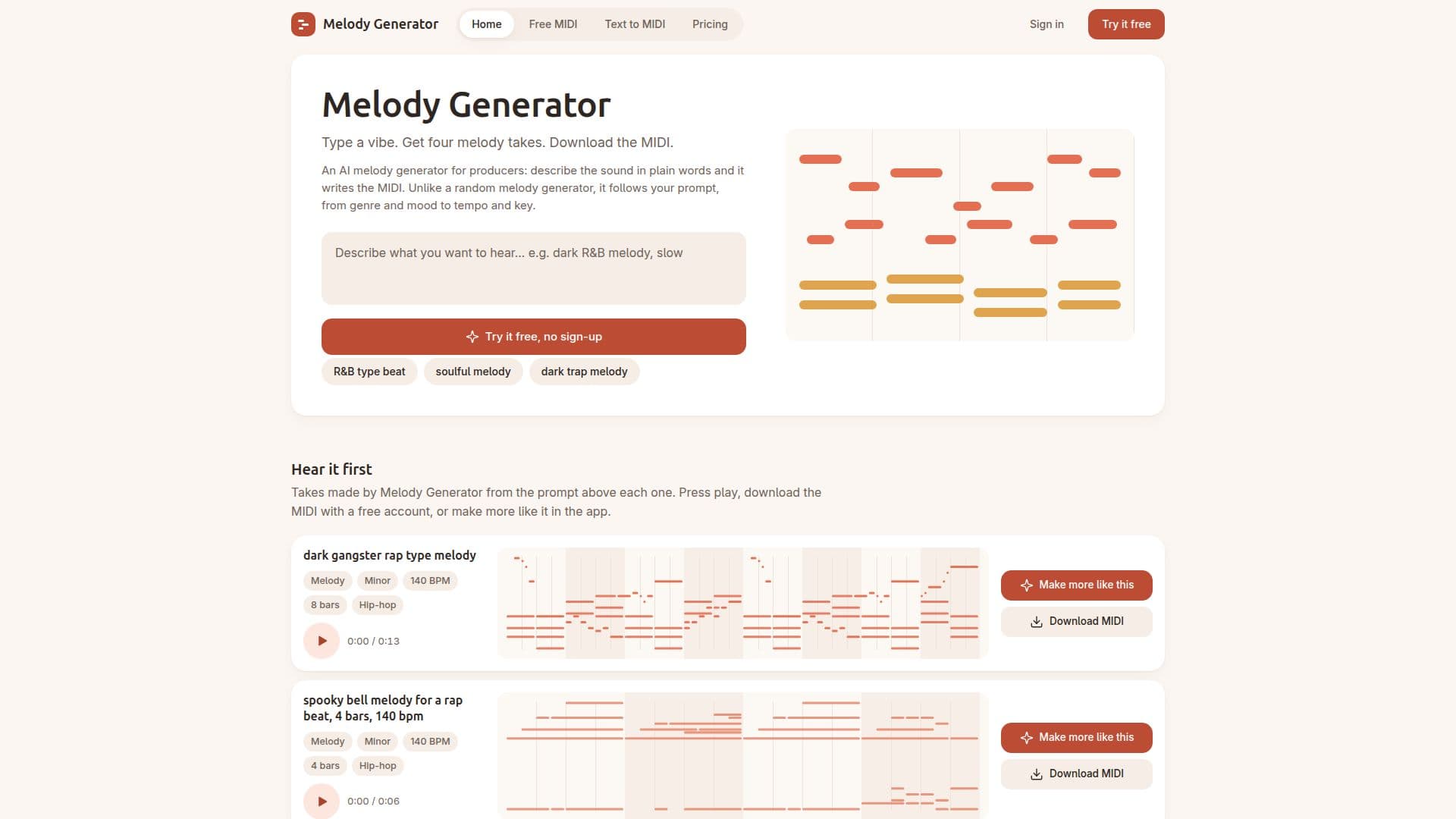 Screenshot von Melody Generator