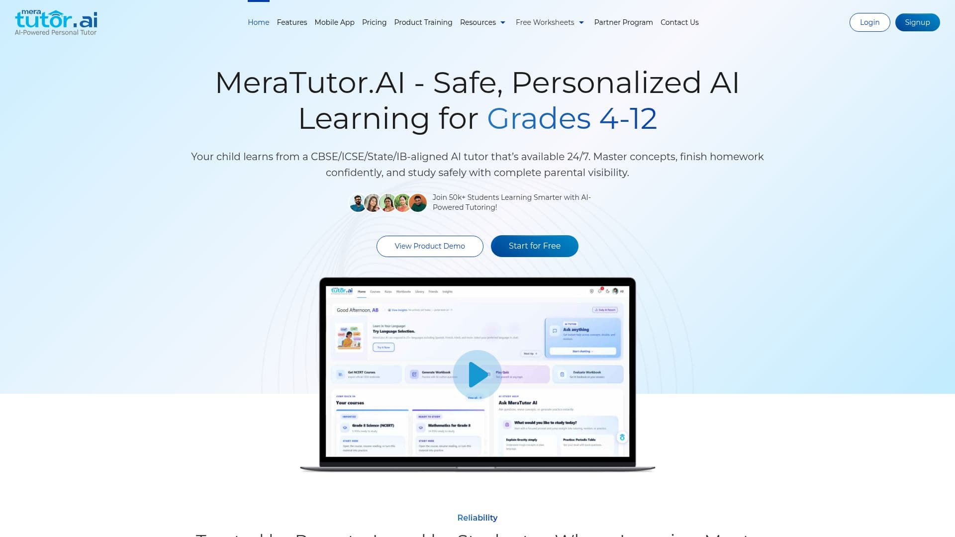 لقطة شاشة لـ MeraTutor.AI