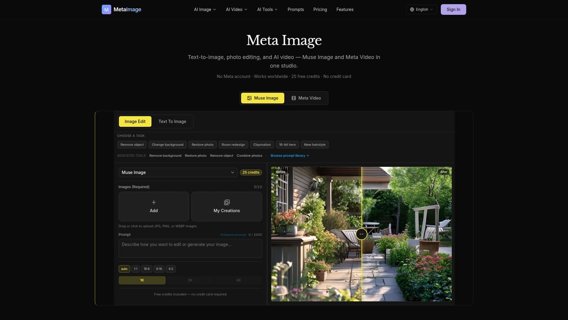 Tangkapan layar Meta Image