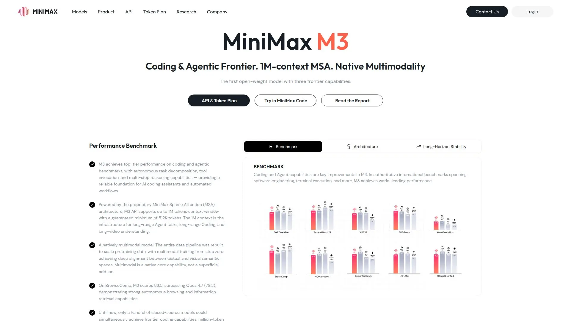 MiniMax M3 - Coding & Agentic Frontier screenshot