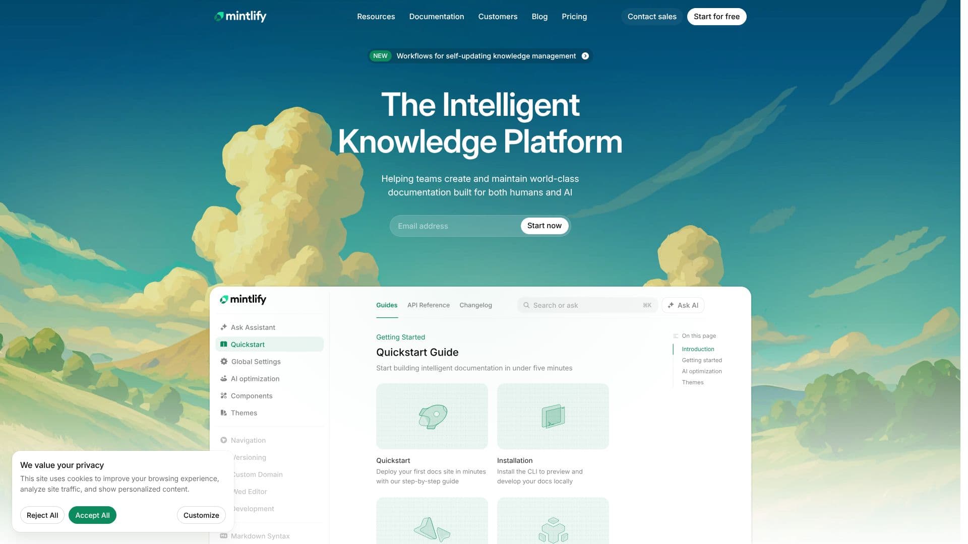 Screenshot von Mintlify - Intelligente Wissensplattform