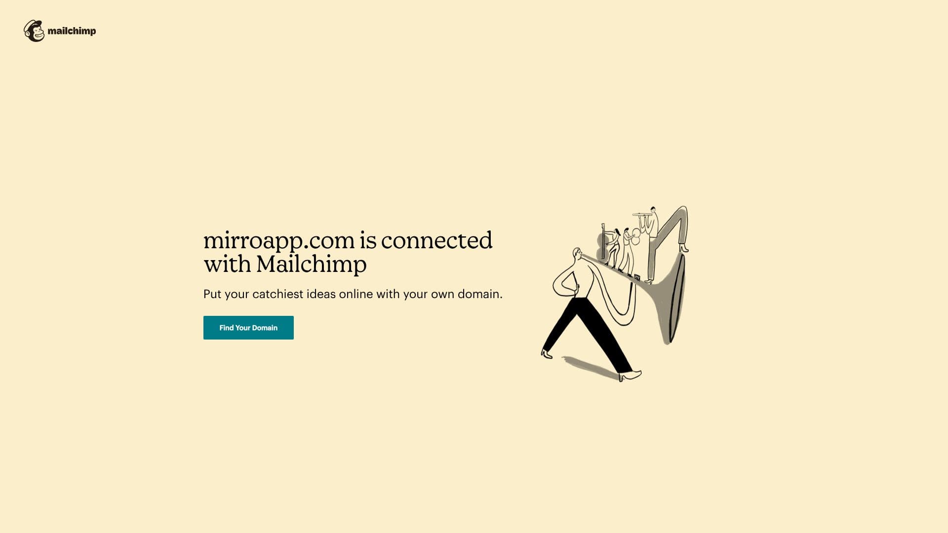 Captura de pantalla de mirroapp.com Dominio Mailchimp