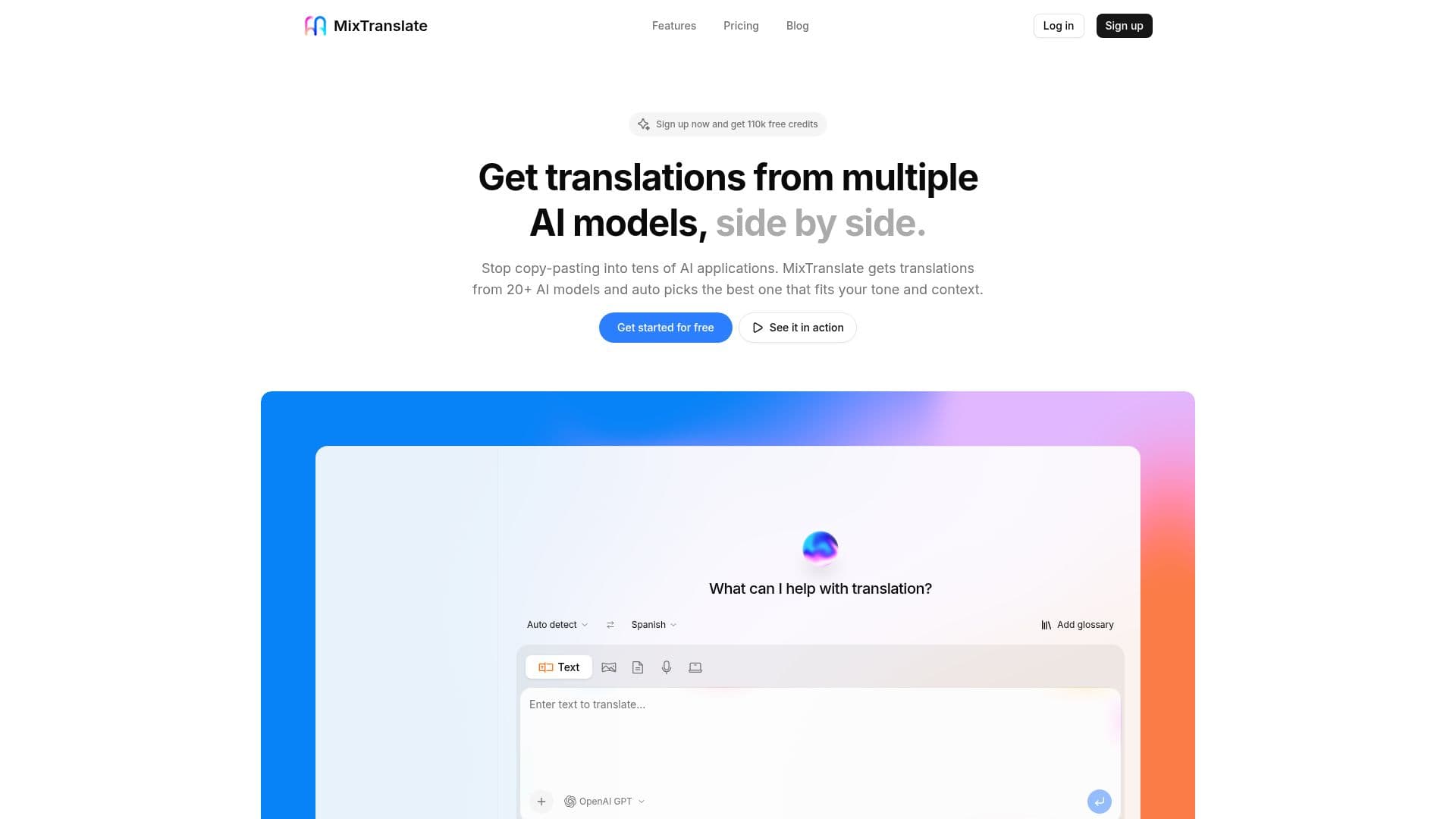 Screenshot von MixTranslate