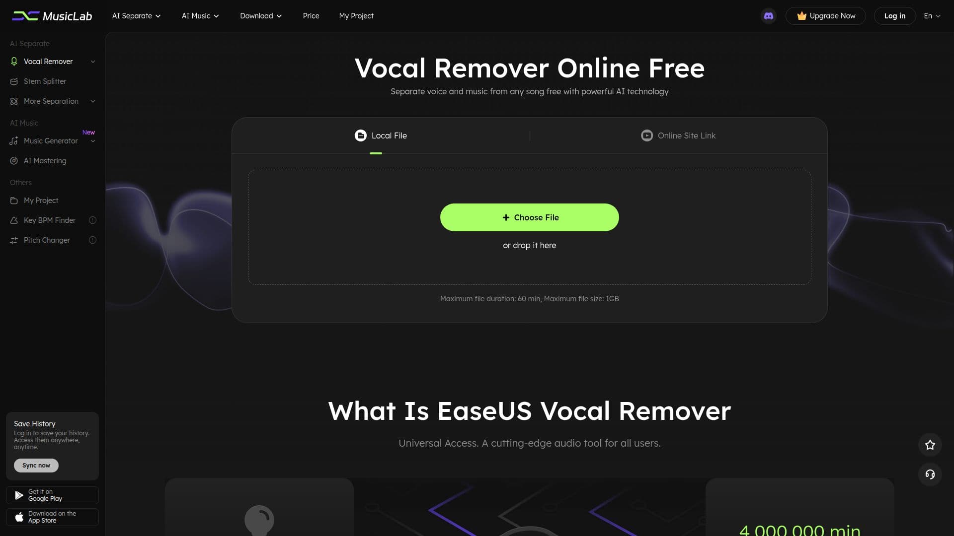 Tangkapan layar EaseUS Vocal Remover