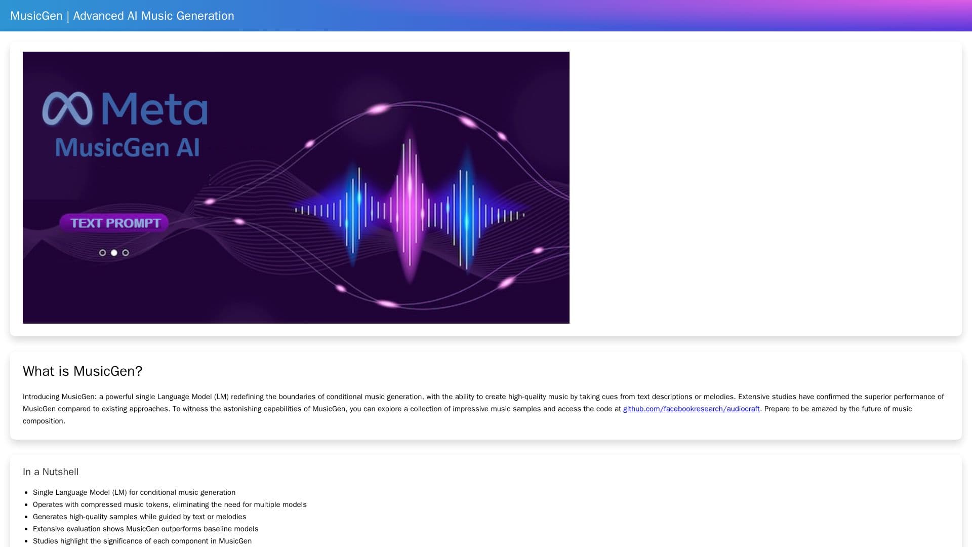MusicGen - AI Music Generator screenshot