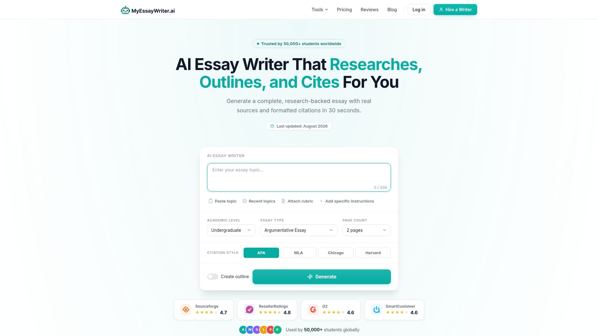 MyEssayWriter.ai のスクリーンショット