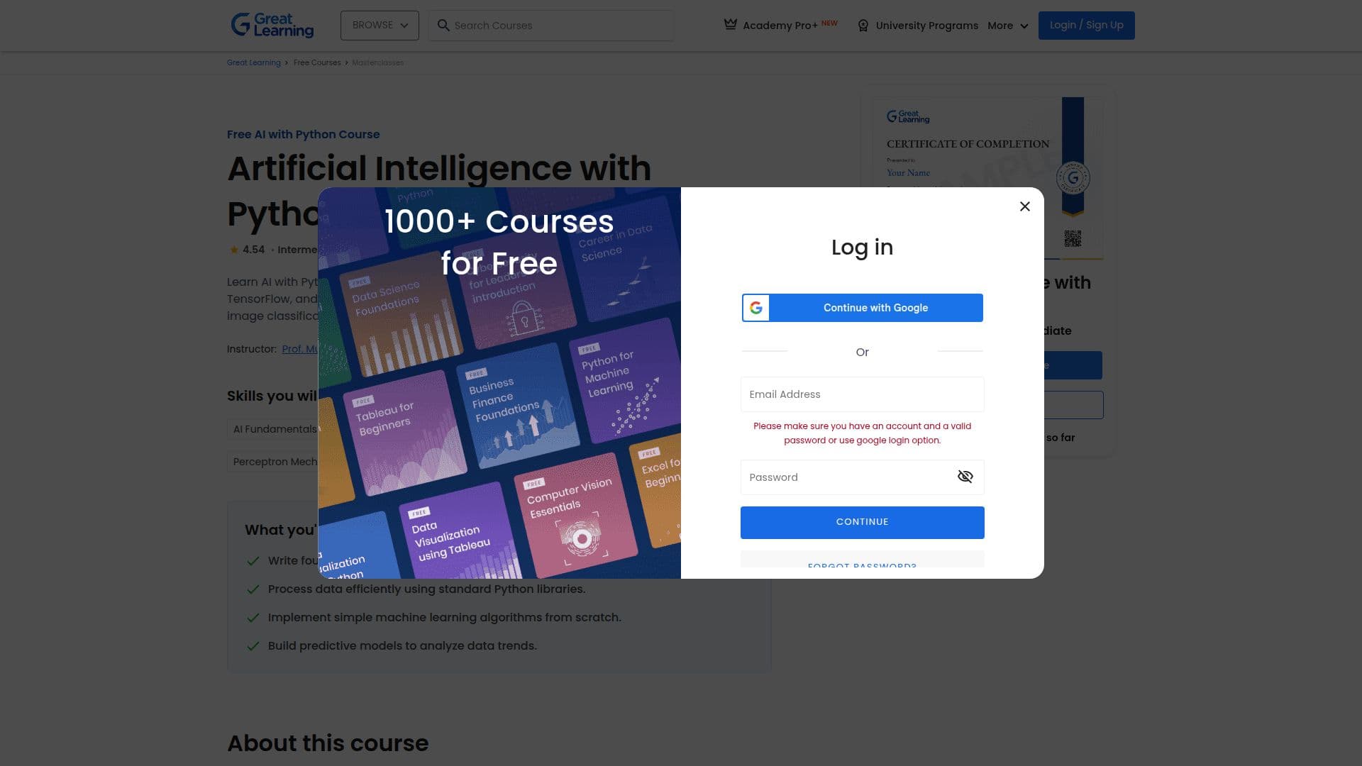 Artificial Intelligence with Python Course screenshot