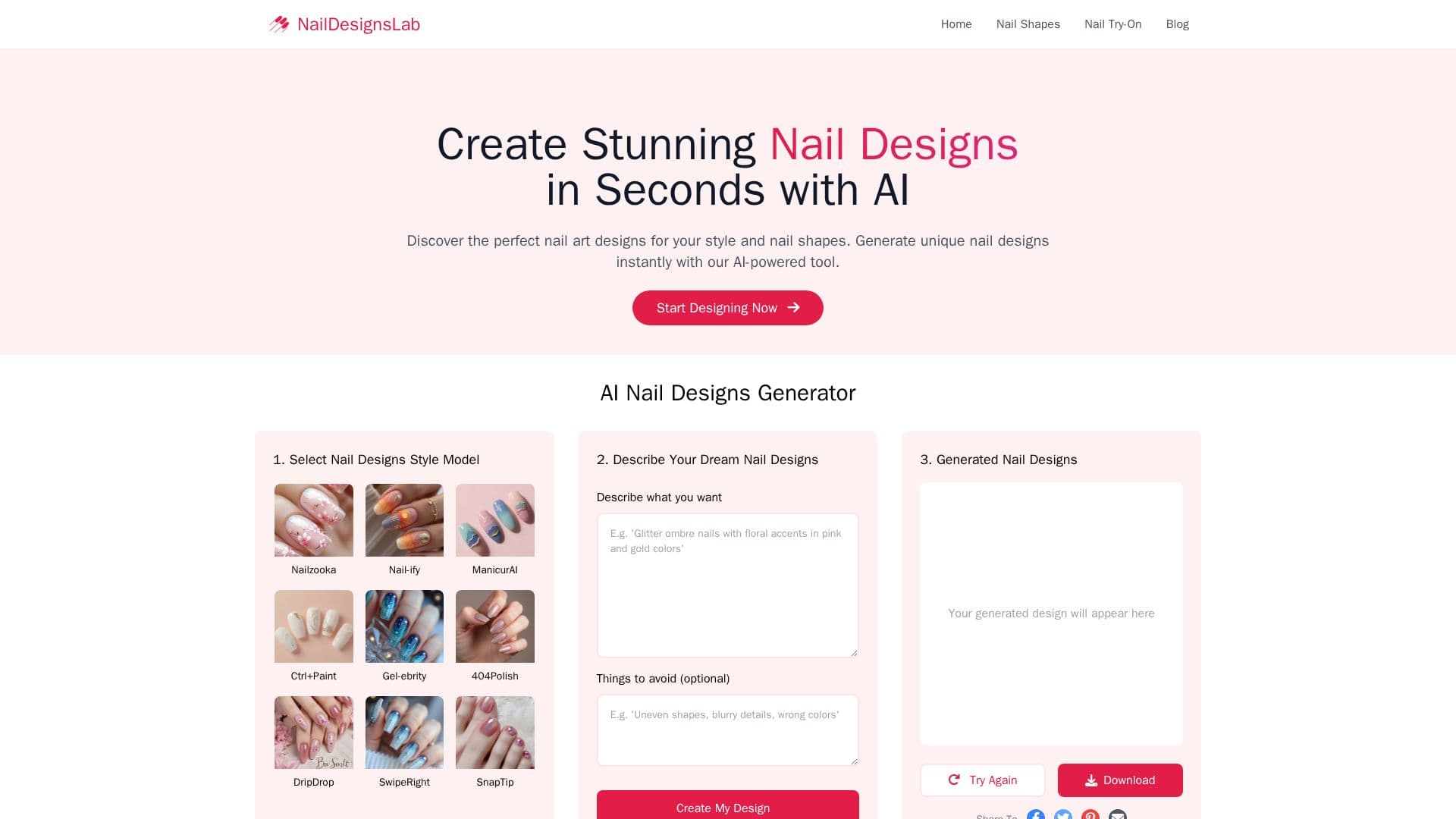 Screenshot von AI Nail Designs Lab