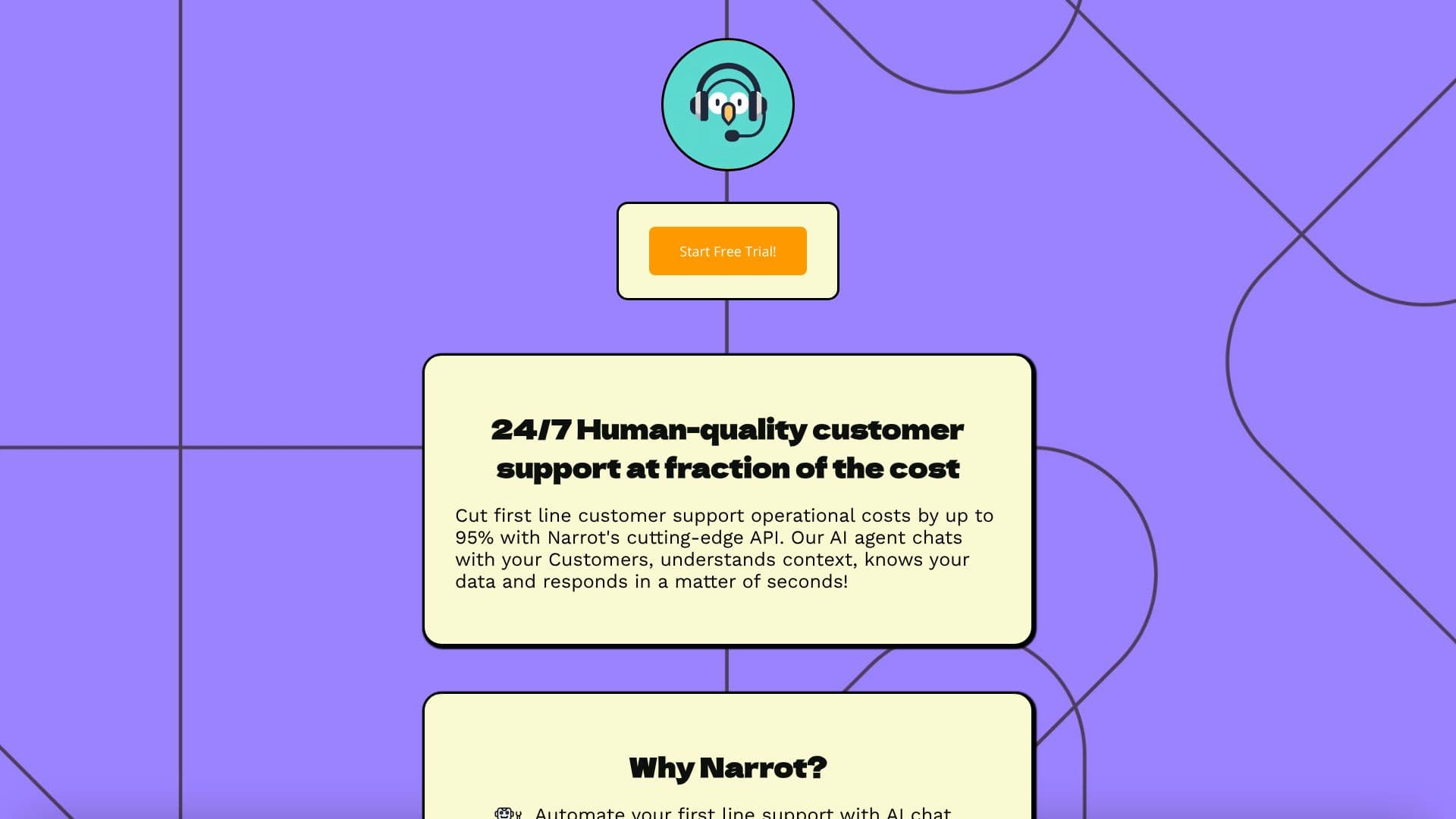 Screenshot von Narrot AI Kundensupport