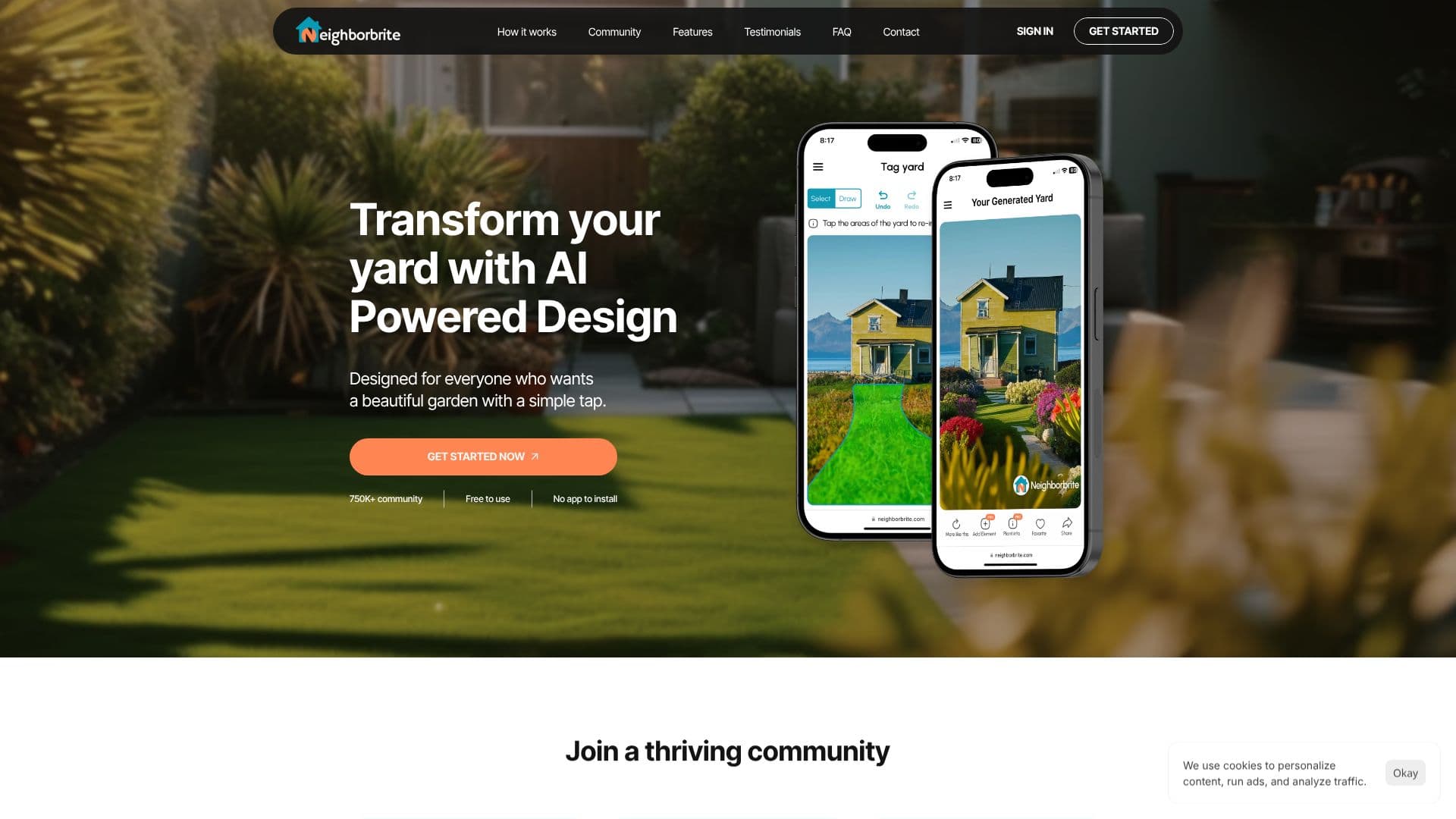Captura de pantalla de Neighborbrite - Diseño de Paisajes con IA