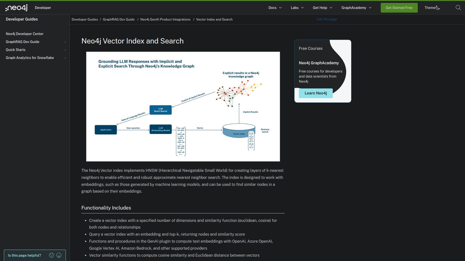 لقطة شاشة لـ بحث Neo4j عن المتجهات