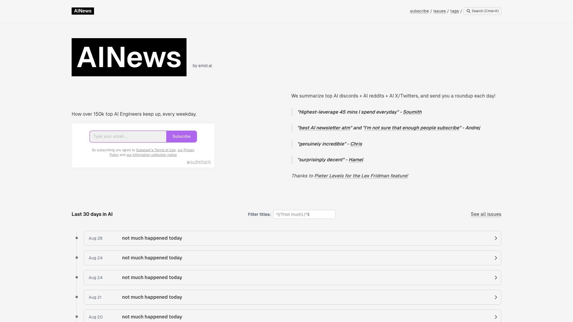 Captura de pantalla de AINews by smol.ai