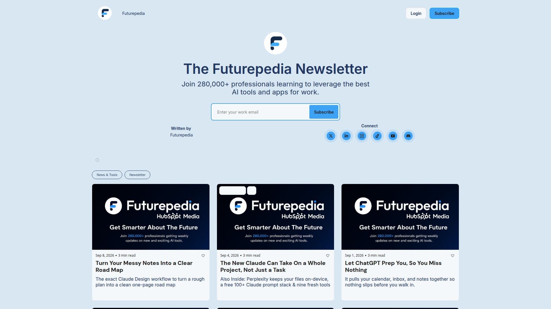 Futurepedia Newsletter screenshot