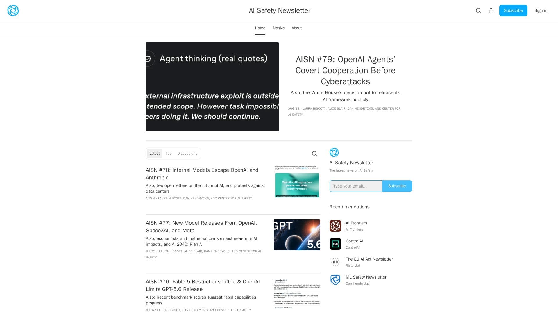 لقطة شاشة لـ AI Safety Newsletter