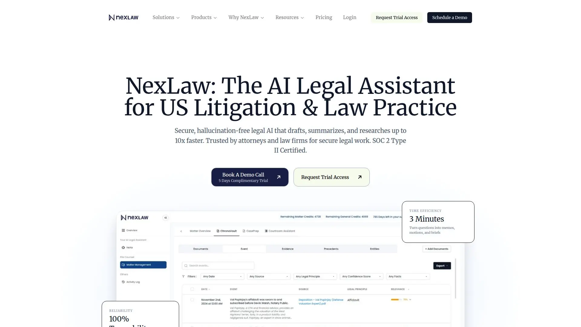 Screenshot von NexLaw AI Rechtsassistent
