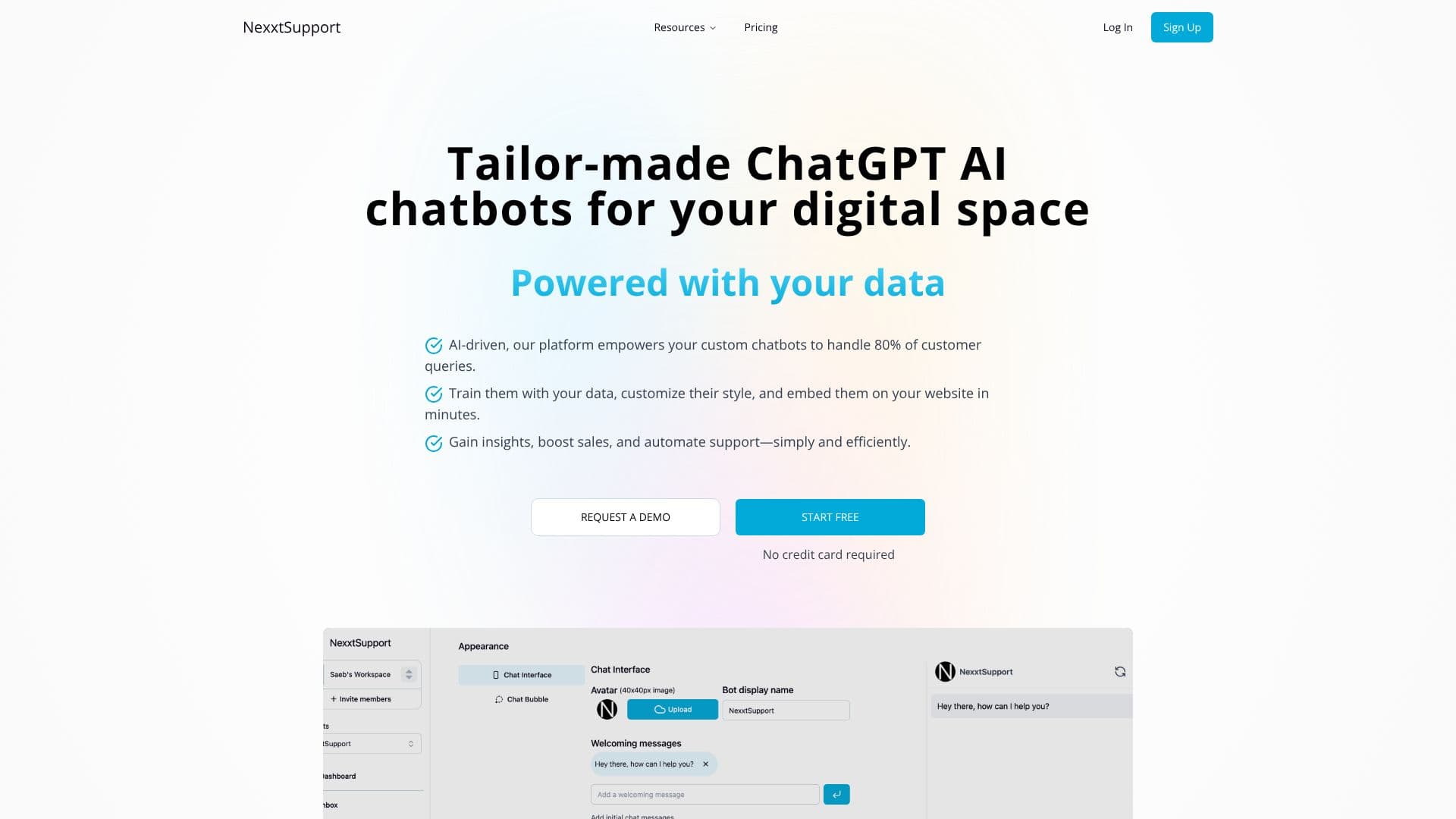 Скриншот NexxtSupport AI Customer Support