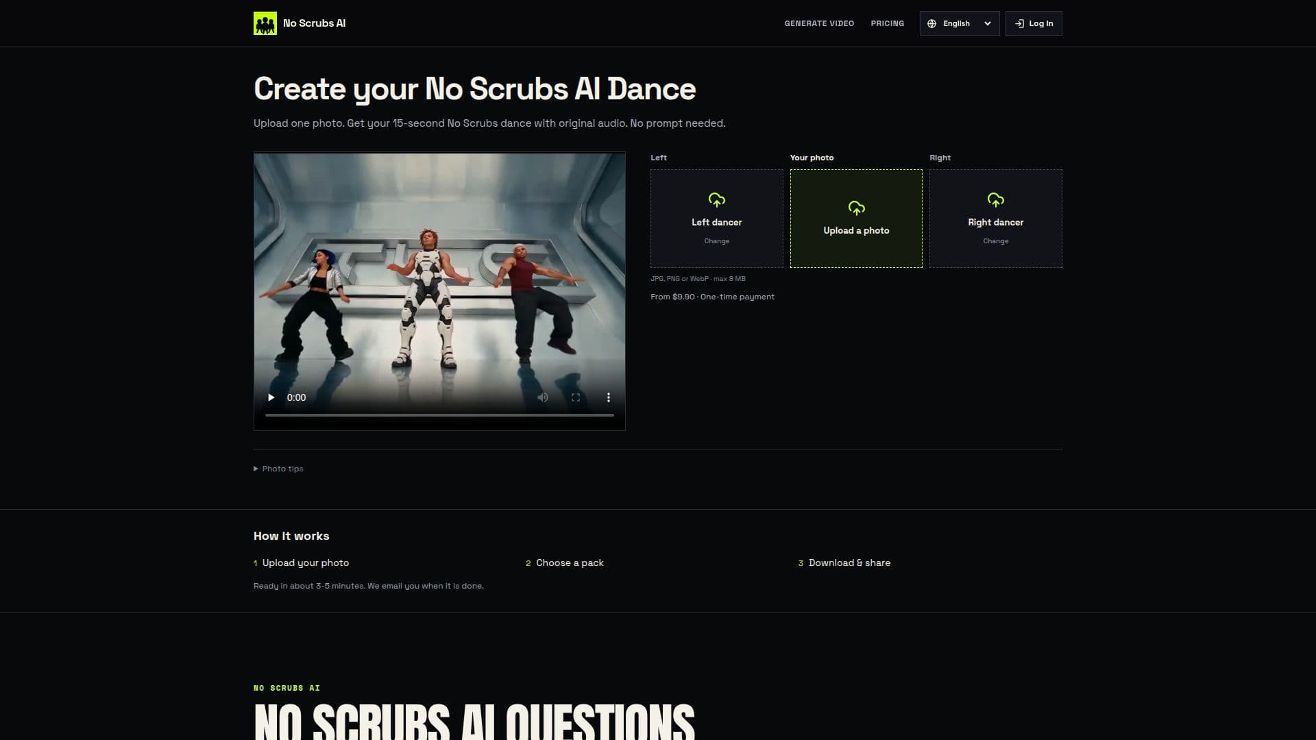 Captura de pantalla de Generador de Danza AI No Scrubs