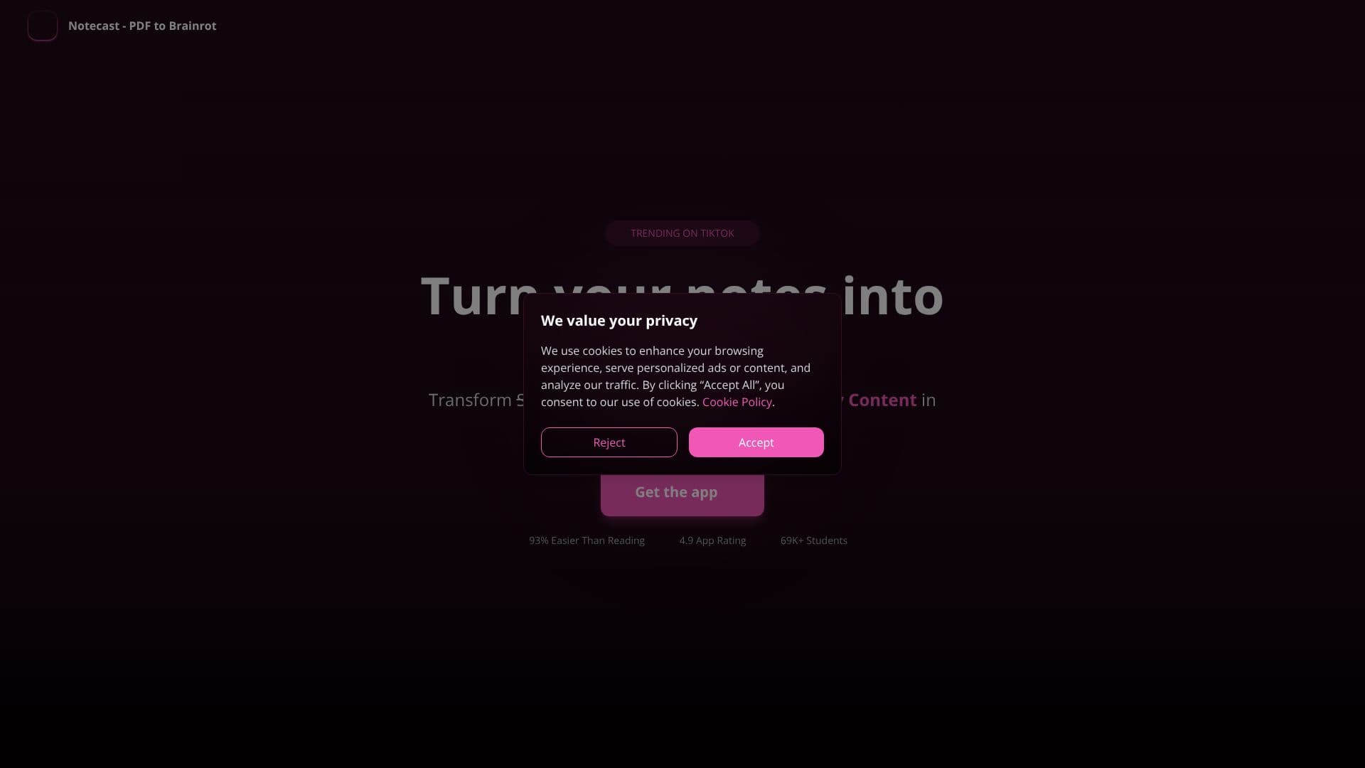 لقطة شاشة لـ Notescast - تطبيق تحويل ملفات PDF إلى مقاطع فيديو تعليمية
