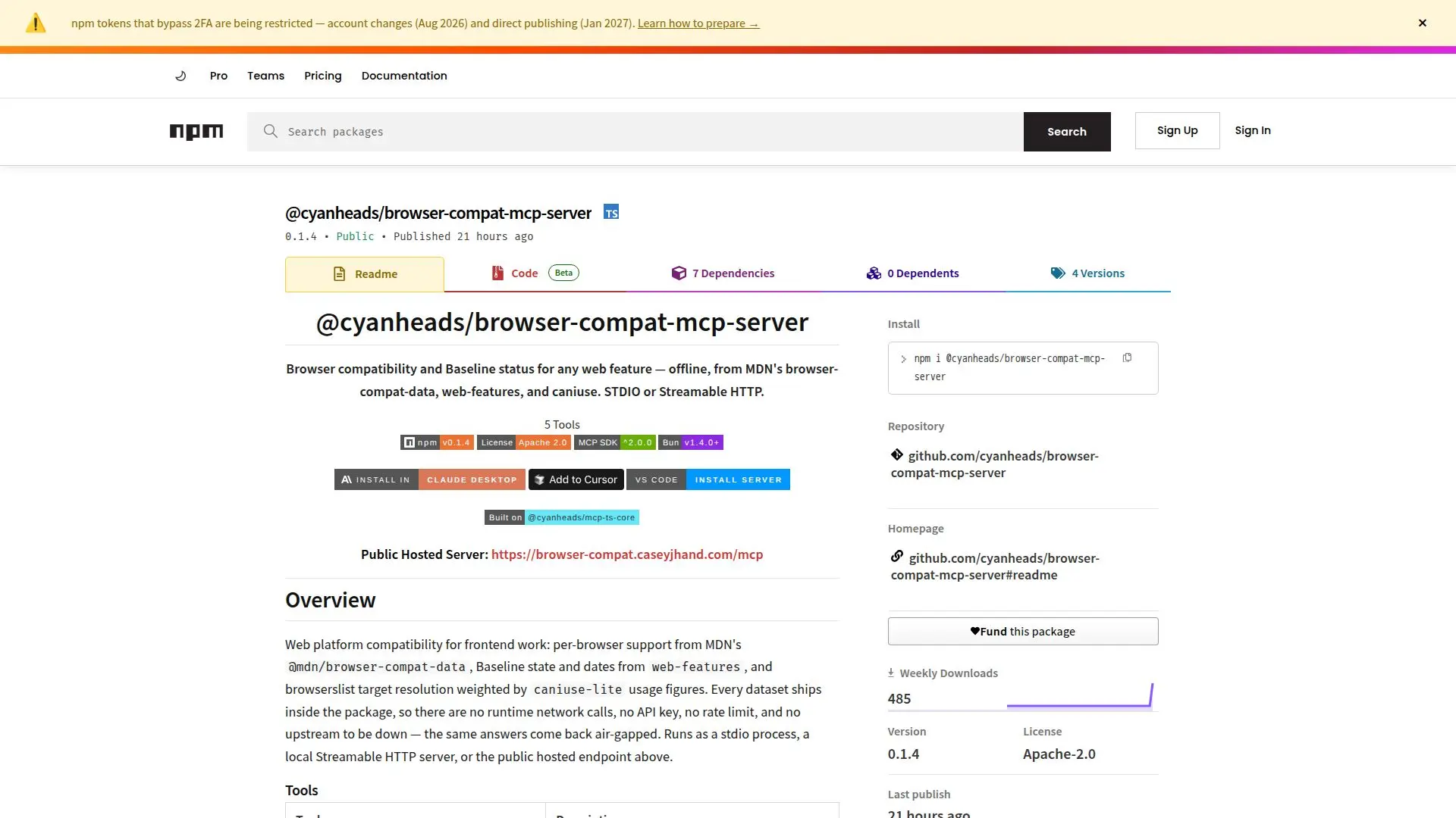 Browser Compat MCP Server 스크린샷