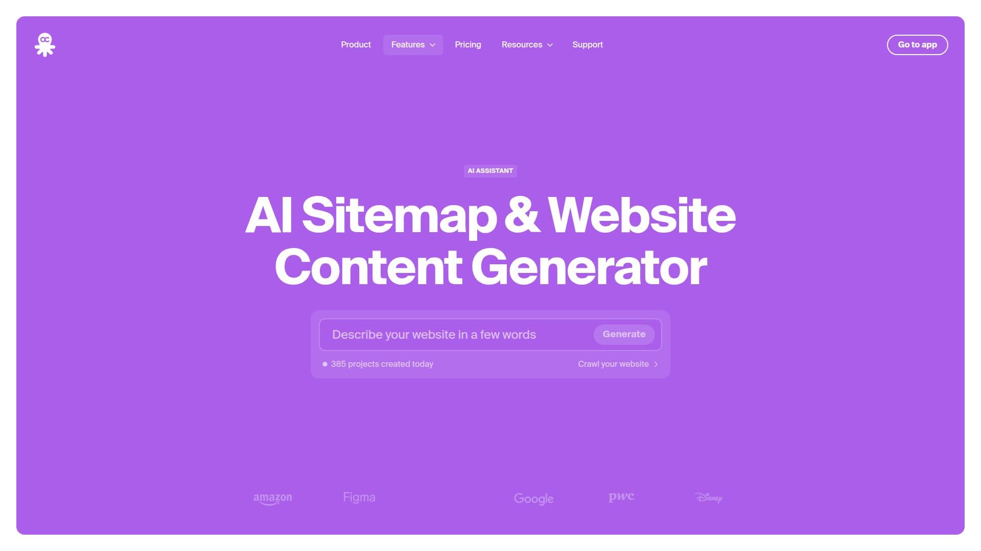 Captura de pantalla de Generador de Sitemap de Octopus AI