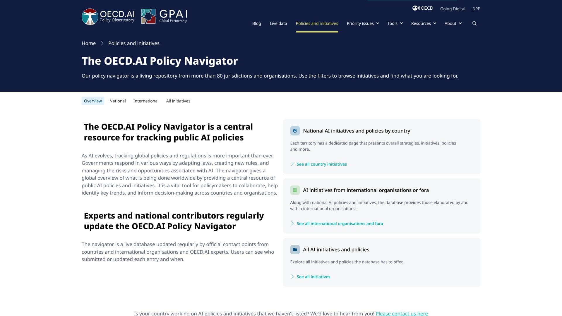 Tangkapan layar OECD.AI Policy Navigator