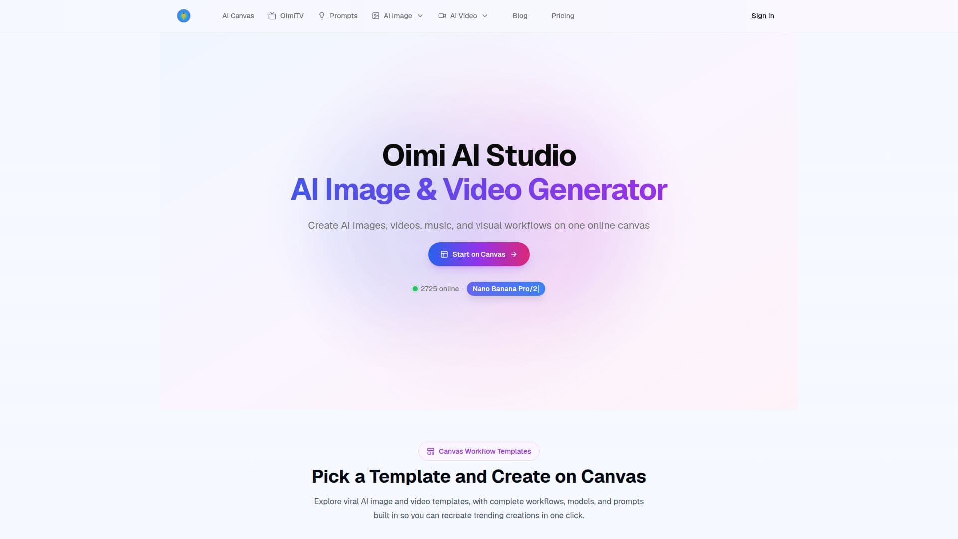 Tangkapan layar Oimi AI Studio