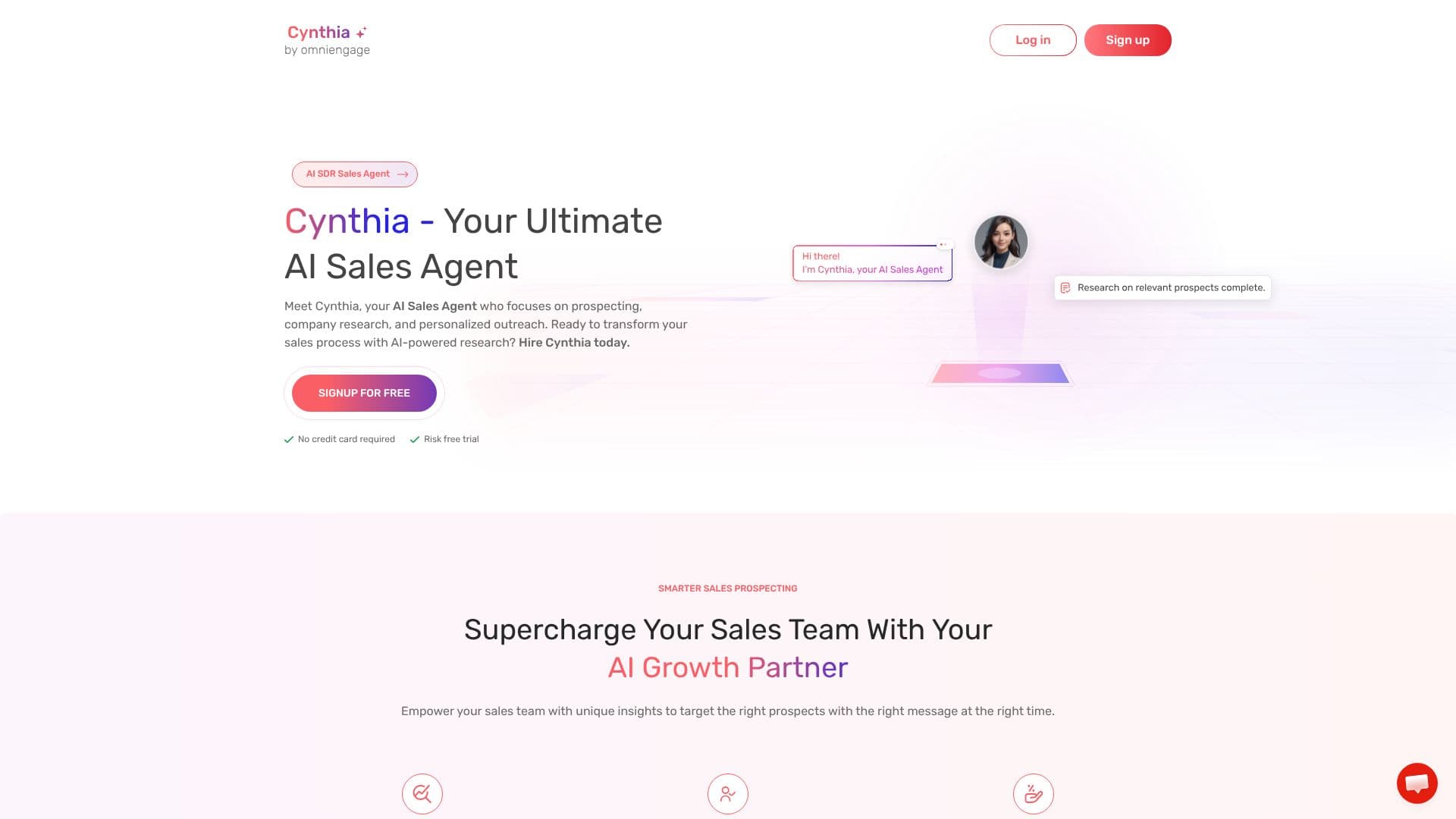 Captura de pantalla de Cynthia AI Sales Agent