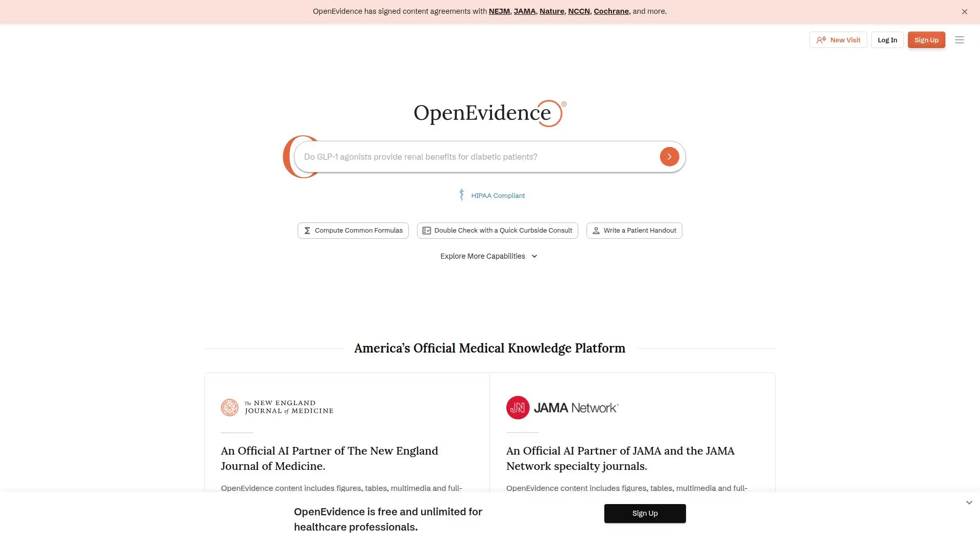 Captura de pantalla de OpenEvidence