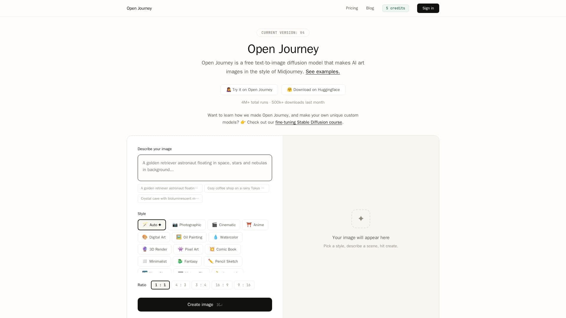 Open Journey, Générateur d'Images AI Gratuit screenshot