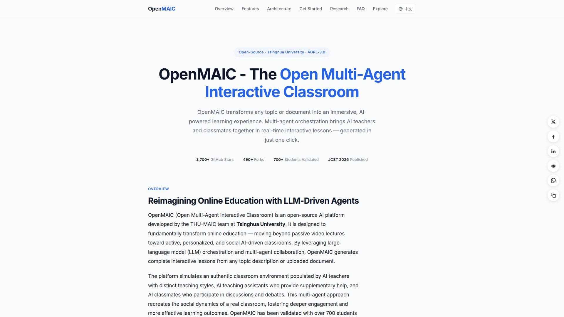 Tangkapan layar OpenMAIC