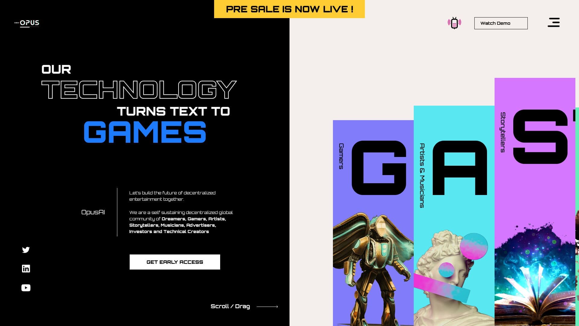 Screenshot von Opus AI