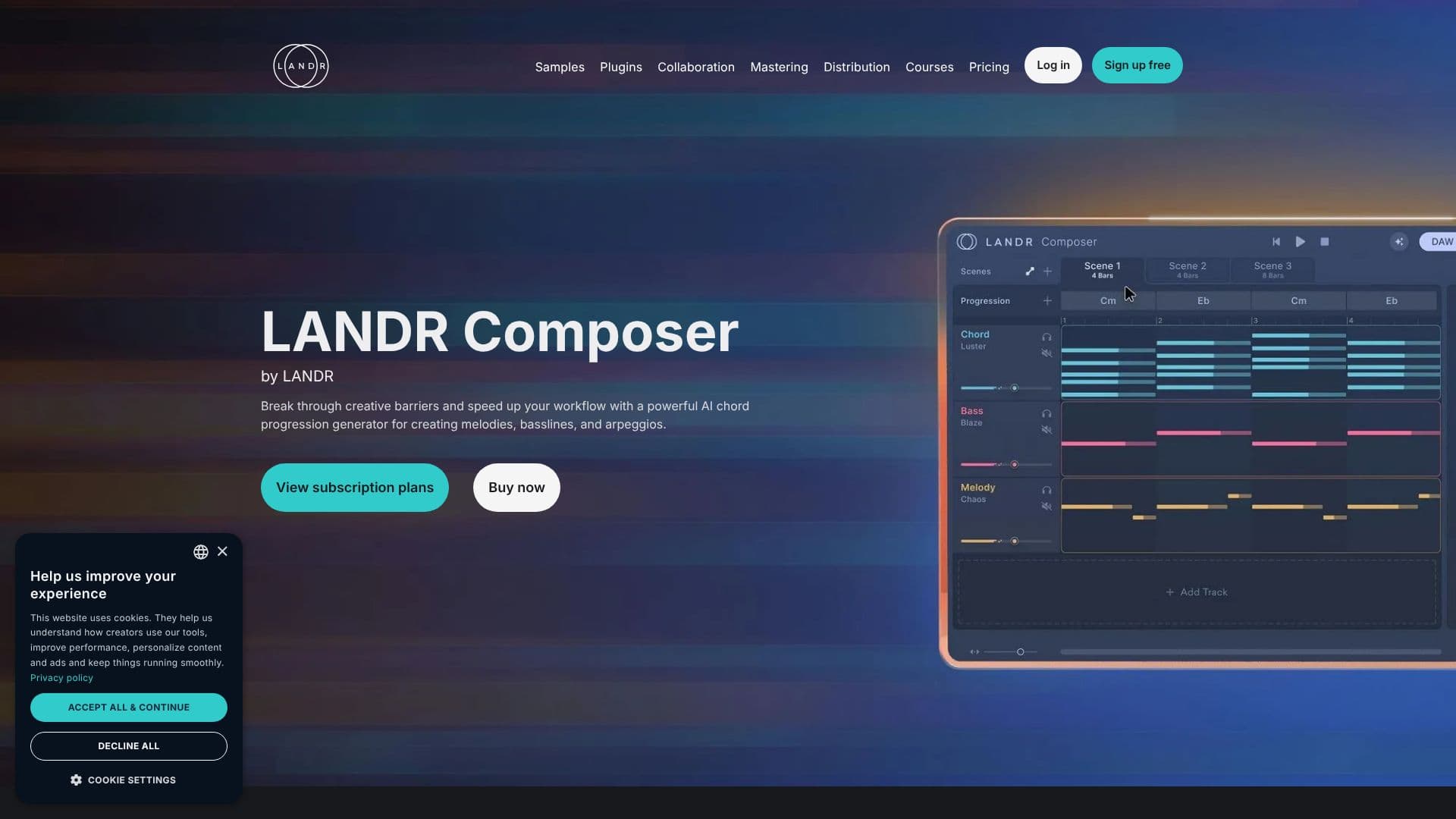 Screenshot von LANDR Composer