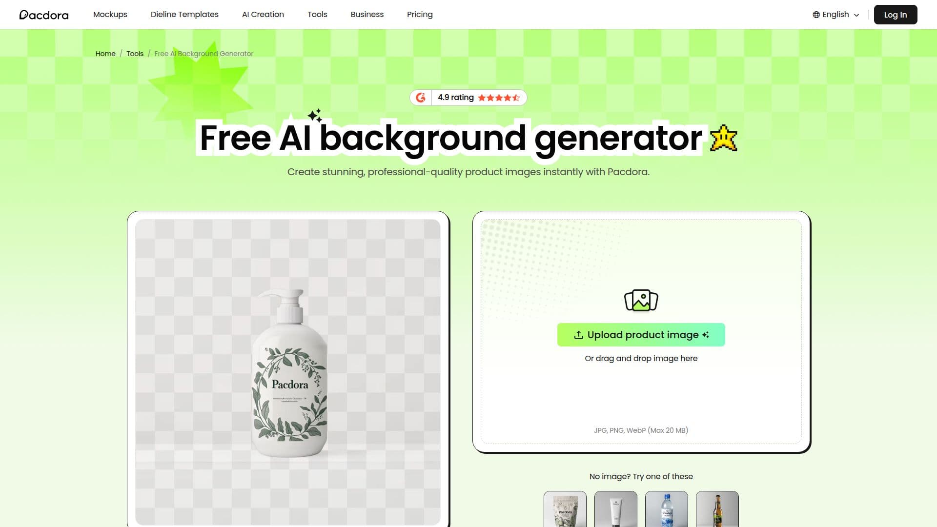 Tangkapan layar Generator Latar Belakang AI Pacdora